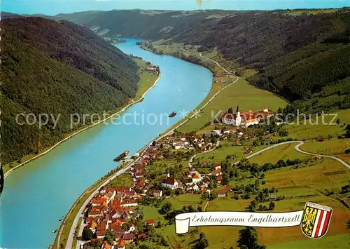 AK / Ansichtskarte Engelhartszell_Donau_Oberoesterreich Oberes Donautal Trappistenkloster Engelszell Fliegeraufnahme Engelhartszell_Donau