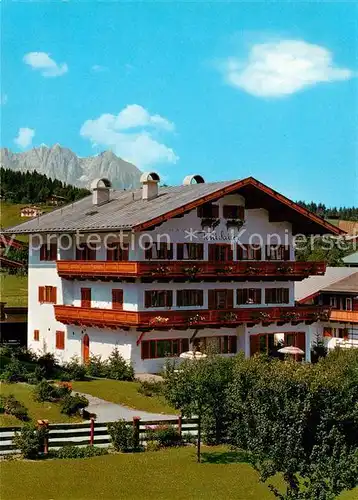 AK / Ansichtskarte Kitzbuehel_Tirol Gaestehaus Pension Haus Toni Sailer gegen Wilden Kaiser Kitzbuehel Tirol