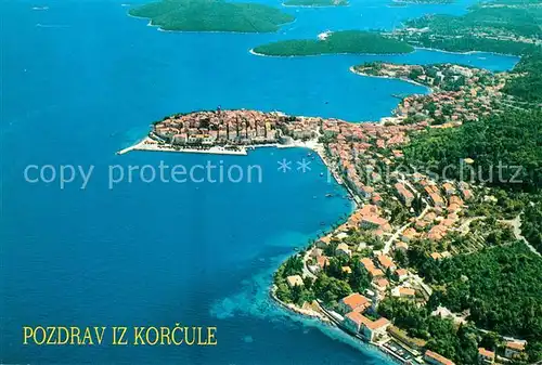 AK / Ansichtskarte Korcula Fliegeraufnahme Haeuser am Meer Korcula