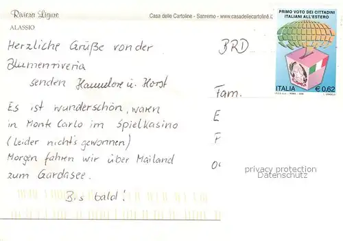 AK / Ansichtskarte Alassio Riviera Ligure Alassio