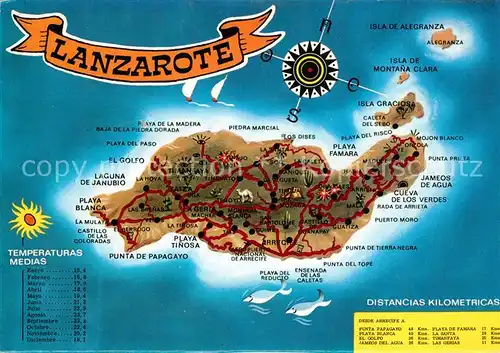 AK / Ansichtskarte Lanzarote_Kanarische Inseln Lageplan Lanzarote