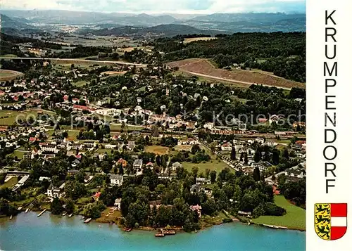 AK / Ansichtskarte Krumpendorf_Woerthersee Fliegeraufnahme Seepartie Krumpendorf Woerthersee