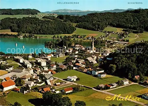 AK / Ansichtskarte Mattsee_Salzburg Fliegeraufnahme mit Niedertrumersee Hoellengebirge Schafberg Mattsee Salzburg
