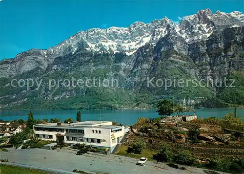 AK / Ansichtskarte Murg_Walensee Fliegeraufnahme Hotel Roessli  Murg_Walensee