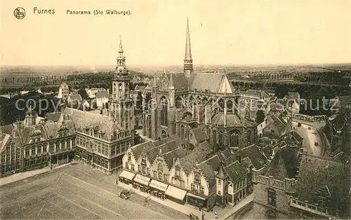 AK / Ansichtskarte Furnes_Flandre Panorama Eglise Sainte Walburge Furnes_Flandre