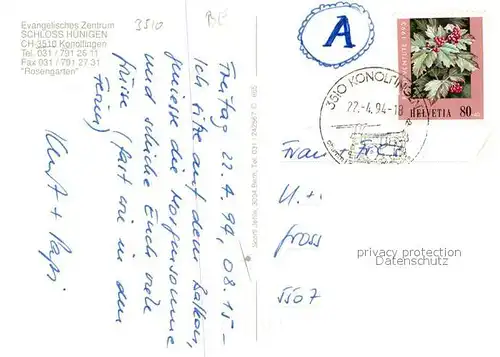 AK / Ansichtskarte Konolfingen_BE Schloss Hunigen Evangelisches Zentrum Konolfingen BE