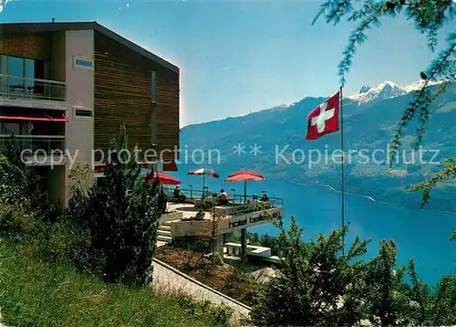 AK / Ansichtskarte Amden_SG Hotel Kurhaus Bellevue Seepartie Amden_SG