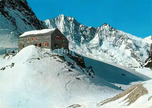 AK / Ansichtskarte Britanniahuette Saas Tal Dom Lenzspitze Britanniahuette