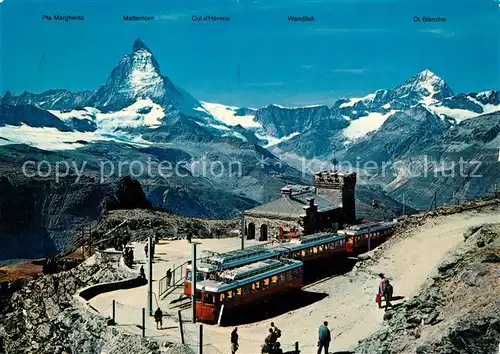 AK / Ansichtskarte Zermatt_VS Bergstation Gornergrat Blick zum Matterhorn Dent Blanche Walliser Alpen Zermatt_VS