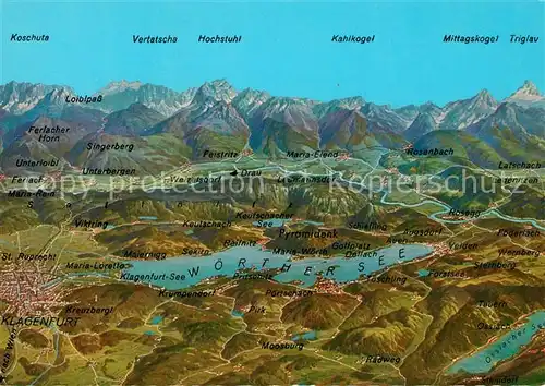 AK / Ansichtskarte Woerthersee Kaerntner Seengebiet mit Karawanken aus der Vogelperspektive Woerthersee