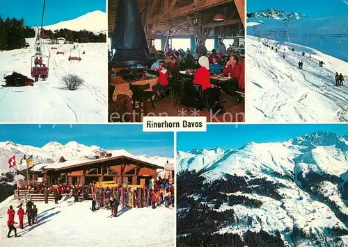 AK / Ansichtskarte Glaris_Davos Bergrestaurant Jatzmeder Sessellift mit Rinerhorn Skilift Nuellischgrat Alpenpanorama Glaris_Davos