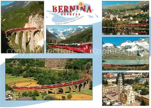 AK / Ansichtskarte St_Moritz_GR Eisenbahn Bernina Express Chur St Moritz Tirano Lugano St_Moritz_GR