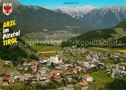 AK / Ansichtskarte Arzl_Pitztal Gesamtansicht mit Alpenpanorama Fliegeraufnahme Arzl Pitztal
