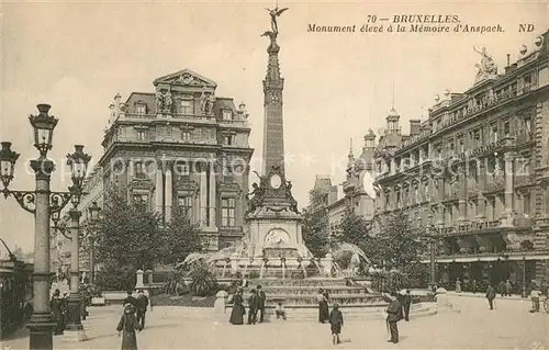 AK / Ansichtskarte Bruxelles_Bruessel Monument a la Memoire d Anspach Denkmal Bruxelles_Bruessel