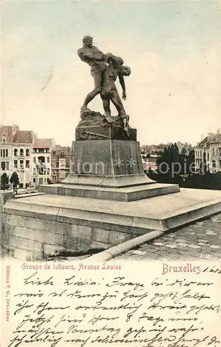 AK / Ansichtskarte Bruxelles_Bruessel Groupe de lutteurs Avenue Louise Monument Denkmal Bruxelles_Bruessel