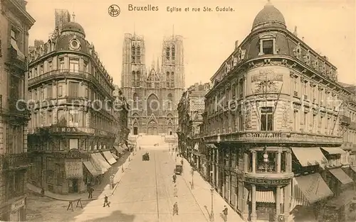 AK / Ansichtskarte Bruxelles_Bruessel Eglise et Rue Sainte Gudule Bruxelles_Bruessel