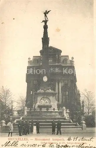 AK / Ansichtskarte Bruxelles_Bruessel Monument Anspach Bruxelles_Bruessel