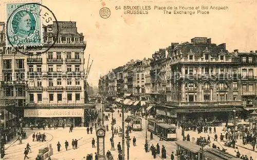 AK / Ansichtskarte Bruxelles_Bruessel Place de la Bourse et Boulevard Anspach Bruxelles_Bruessel