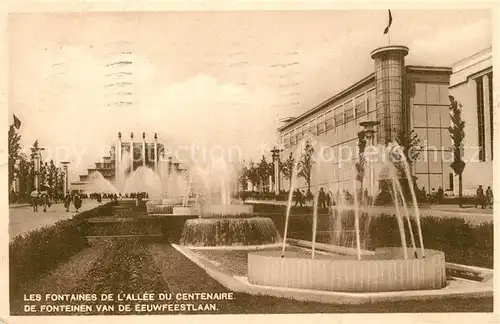 AK / Ansichtskarte Bruxelles_Bruessel Les Fontaines de l Allee du Centenaire Bruxelles_Bruessel