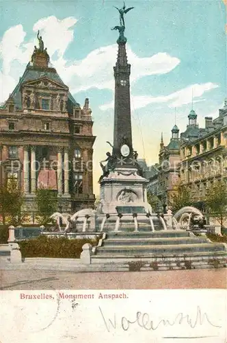 AK / Ansichtskarte Bruxelles_Bruessel Place de Brouckere Monument Anspach Bruxelles_Bruessel