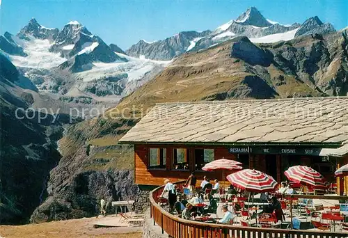 AK / Ansichtskarte Zermatt_VS Bergrestaurant Sunnegga Gebirgspanorama Walliser Alpen Zermatt_VS
