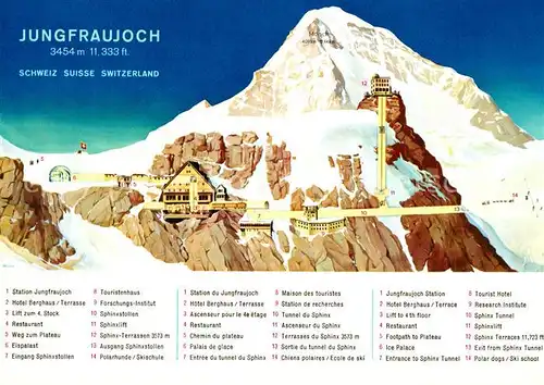 AK / Ansichtskarte Jungfraujoch Berghotel Bergbahn Moench Berner Alpen Illustration Jungfraujoch