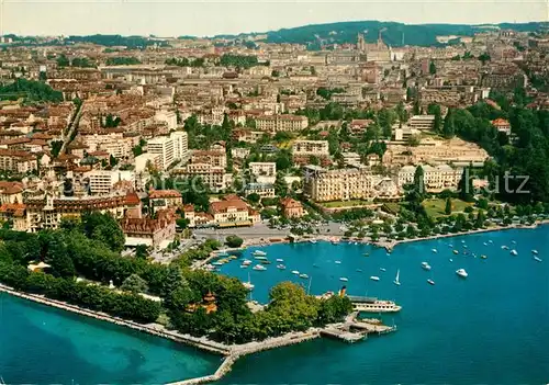 AK / Ansichtskarte Ouchy Le port et la ville vue aerienne Lac Leman Genfersee Fliegeraufnahme Ouchy