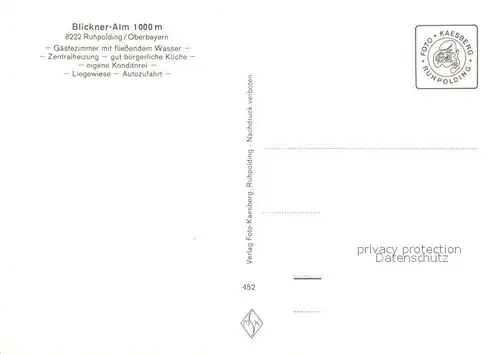 AK / Ansichtskarte Ruhpolding Blickner Alm Berggasthof Alpenpanorama Ruhpolding