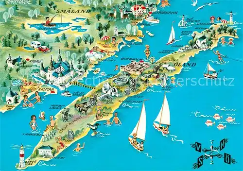 AK / Ansichtskarte oeland Insel mit Festland Landkarte oeland