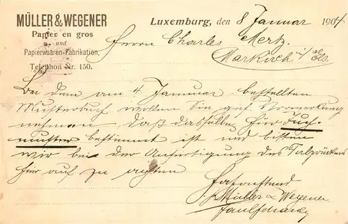 AK / Ansichtskarte Luxembourg_Luxemburg Mueller und Wegener Papier en gros Luxembourg Luxemburg
