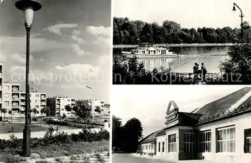 AK / Ansichtskarte Szazhalombatta Wohnsiedlung Fahrgastschiff Restaurant Szazhalombatta