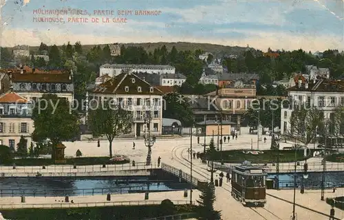 AK / Ansichtskarte Muelhausen_Elsass Partie beim Bahnhof Muelhausen Elsass