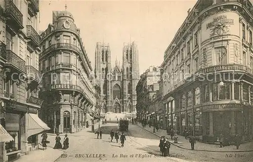 AK / Ansichtskarte Bruxelles_Bruessel La Rue et lEglise Saint Gudule Bruxelles_Bruessel