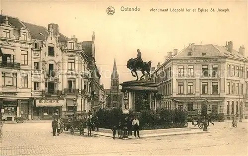 AK / Ansichtskarte Ostende_Oostende Monument Leopold Ier et Eglise St Joseph 