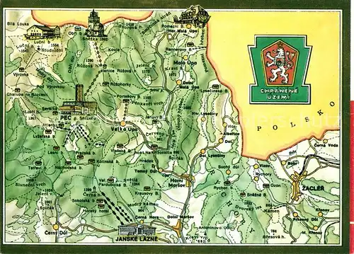 AK / Ansichtskarte Pec_pod_Snezkou und Umgebung Landkarte Wappen  Pec_pod_Snezkou