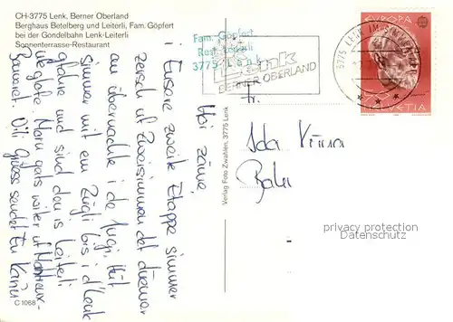 AK / Ansichtskarte Lenk_Simmental Berghaus Betelberg Leiterli Gondelbahn Alpenpanorama Lenk Simmental