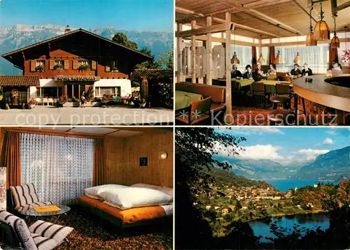 AK / Ansichtskarte Ringgenberg Hotel Restaurant Milan Fremdenzimmer Landschaftspanorama Brienzersee Alpen Ringgenberg