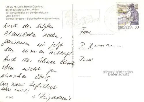 AK / Ansichtskarte Lenk_Simmental Berghaus Stoss Sonnenterrasse Fernsicht Alpenpanorama Bergbahn Lenk Simmental