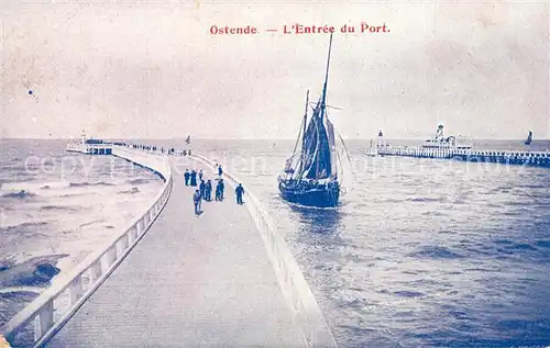 AK / Ansichtskarte Ostende_Oostende Entree du Port Bateau 