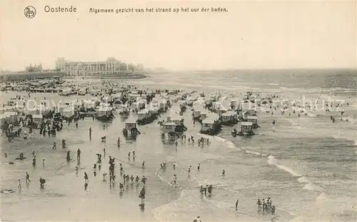 AK / Ansichtskarte Oostende_Ostende Algemeen gezicht van het strand op het uur der baden 