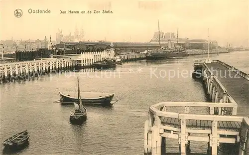 AK / Ansichtskarte Oostende_Ostende Den Haven en de Zee Statie 