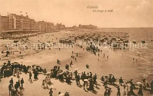 AK / Ansichtskarte Ostende_Oostende La Plage a midi Feldpost 