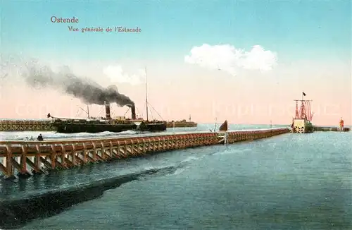 AK / Ansichtskarte Ostende_Oostende Vue generale de l Escacade Vapeur Dampfer 