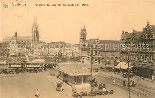 AK / Ansichtskarte Oostende_Ostende Panorama der Stad aan den uitgang der Statie 