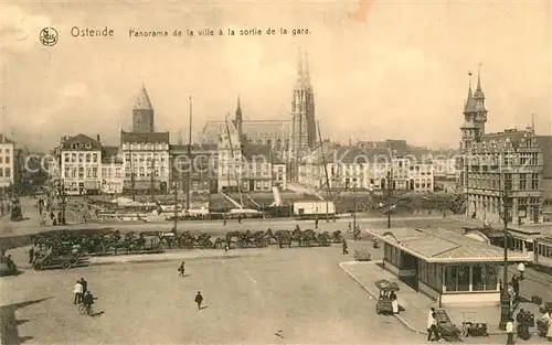 AK / Ansichtskarte Ostende_Oostende Panorama de la ville a la sortie de la gare 