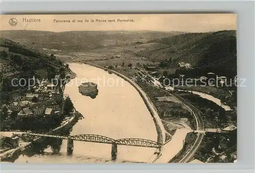 AK / Ansichtskarte Hastiere_Meuse Panorama et vue de la Meuse vers Hermeton vue aerienne Hastiere_Meuse