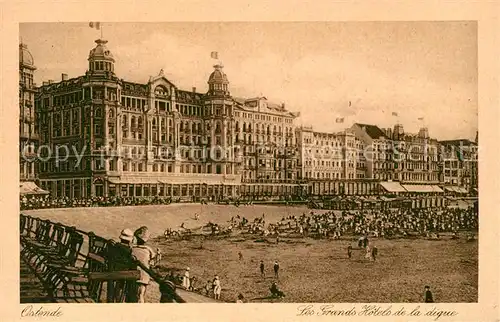 AK / Ansichtskarte Ostende_Oostende Les Grands Hotels de la Digue et la plage 
