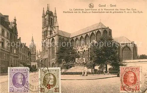 AK / Ansichtskarte Gand_Belgien Cathedrale Saint Bavon et Monument des freres Van Eyck Gand Belgien