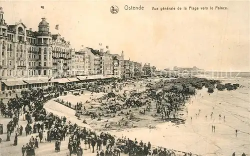 AK / Ansichtskarte Ostende_Oostende Vue generale de la Plage vers le Palace 