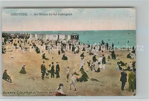AK / Ansichtskarte Oostende_Ostende Het Strand bij het badengaan La Plage 